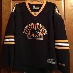 Reebok Boston Bruins Black and Gold Hockey Jersey